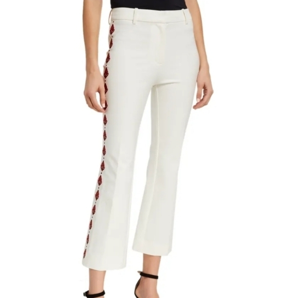 Derek Lam 10 CrosbyCrosby Cropped Flare Pants w/ Embroidery - Picture 1 of 15